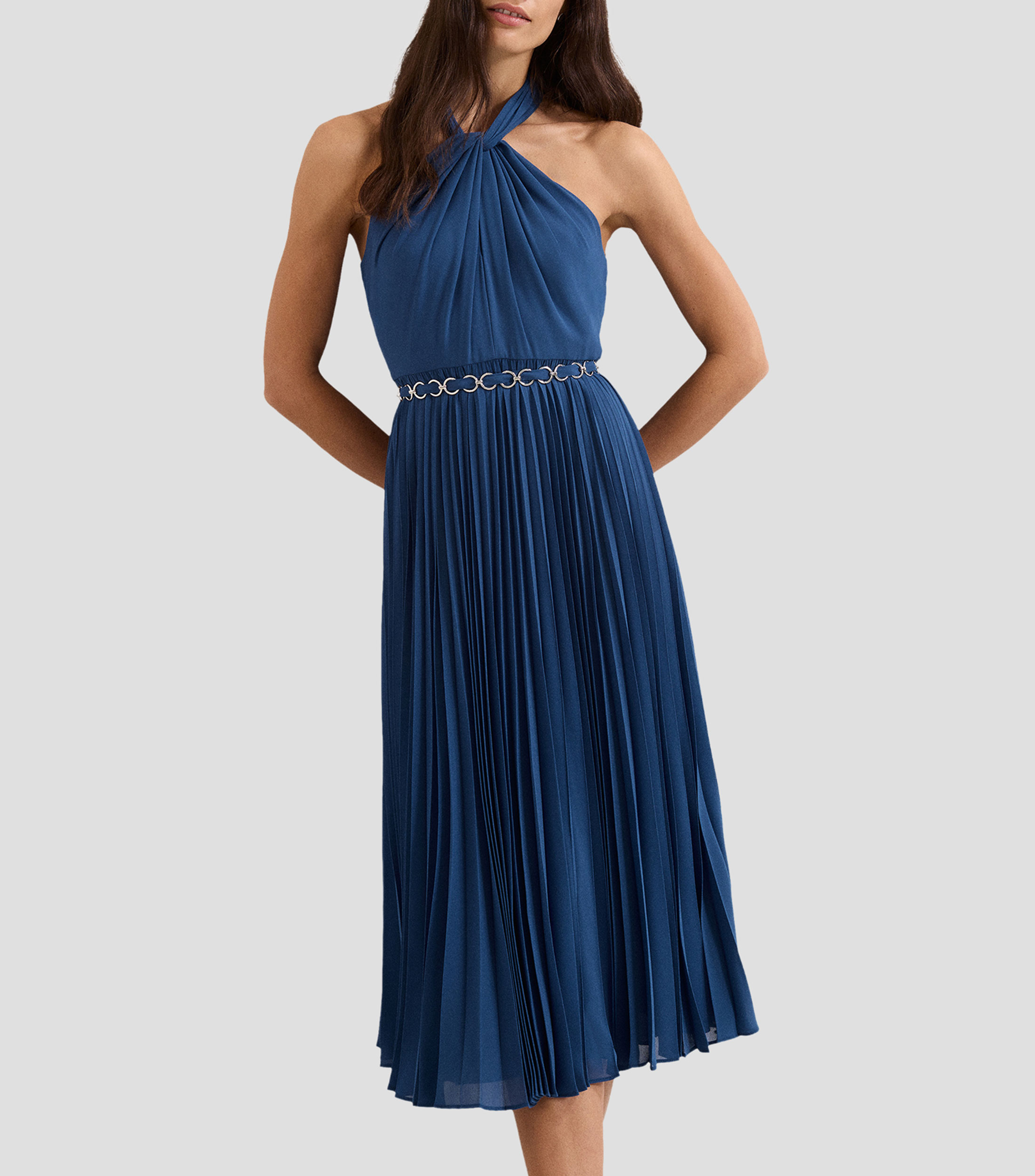 Vestido midi liso Mujer